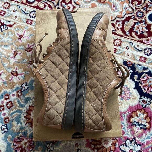 Born SOTO Brown Leather Suede Casual Quilted Lace up Sneakers Shoes - Picture 6 of 14